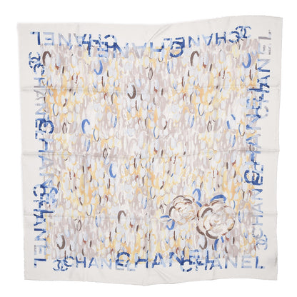 Chanel Silk Square Scarf Ivory Havana Beige 1 of 5