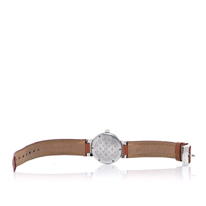 Louis Vuitton Stainless Steel Calfskin 28mm Tambour Quartz Watch 6 of 7