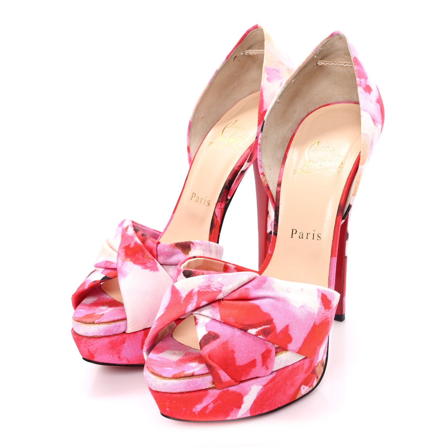 Fabric Volpi Popi Peep Toe 150 Platform Sandals 37.5 Pink