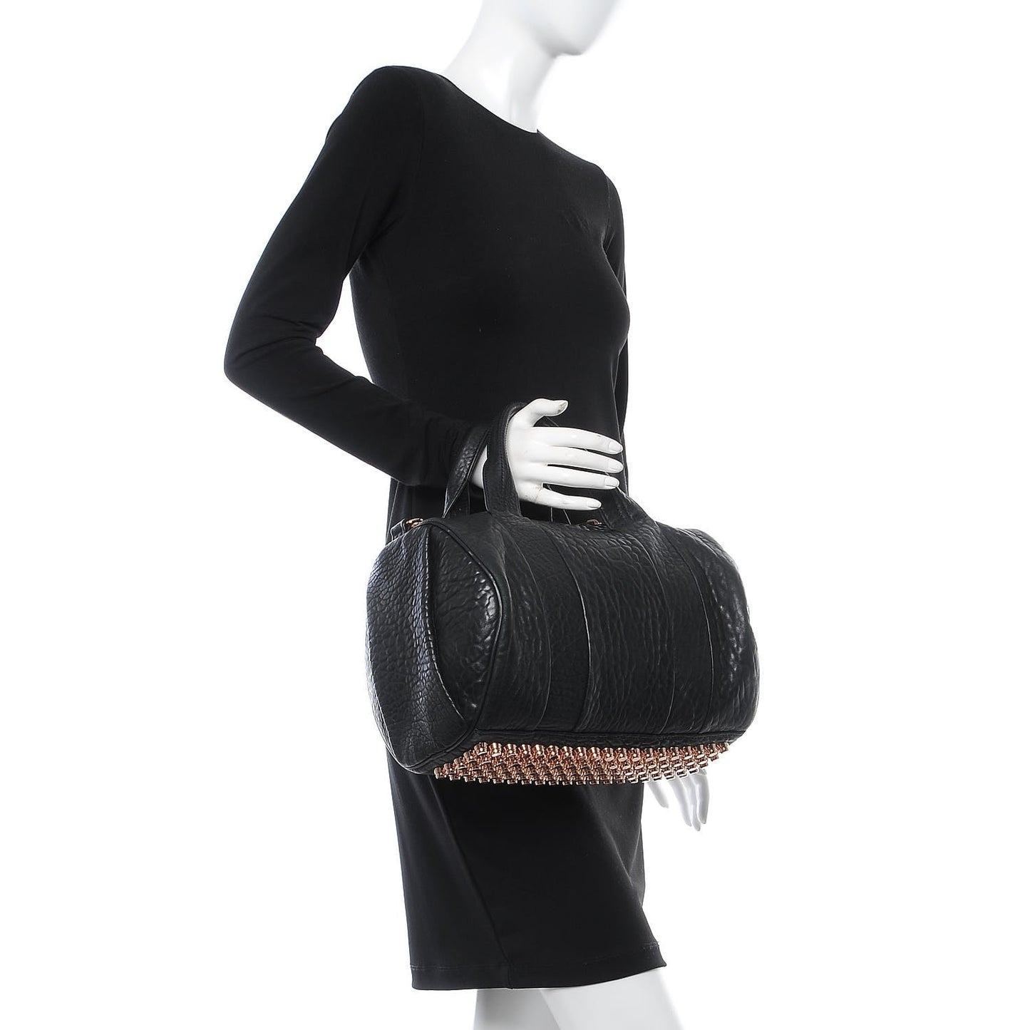 Pebbled Lambskin Rocco Black Nickel Rose Gold Hardware