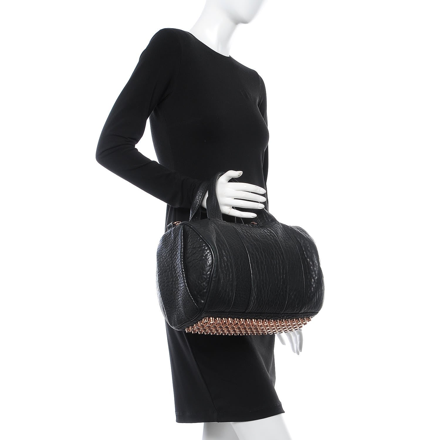 Alexander Wang Pebbled Lambskin Rocco Black Nickel Rose Gold Hardware 2 of 11