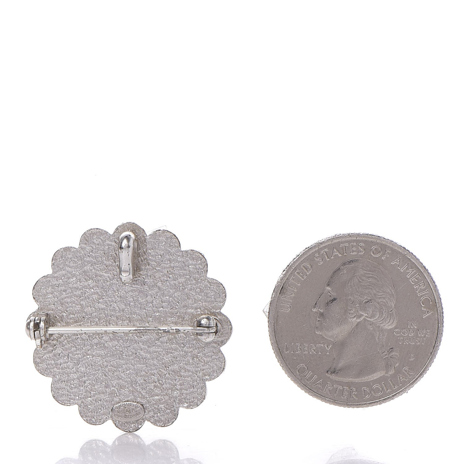 Chanel Metal Resin Flower Brooch White Red 2 of 4