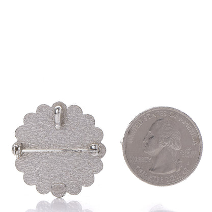 Chanel Metal Resin Flower Brooch White Red 2 of 4