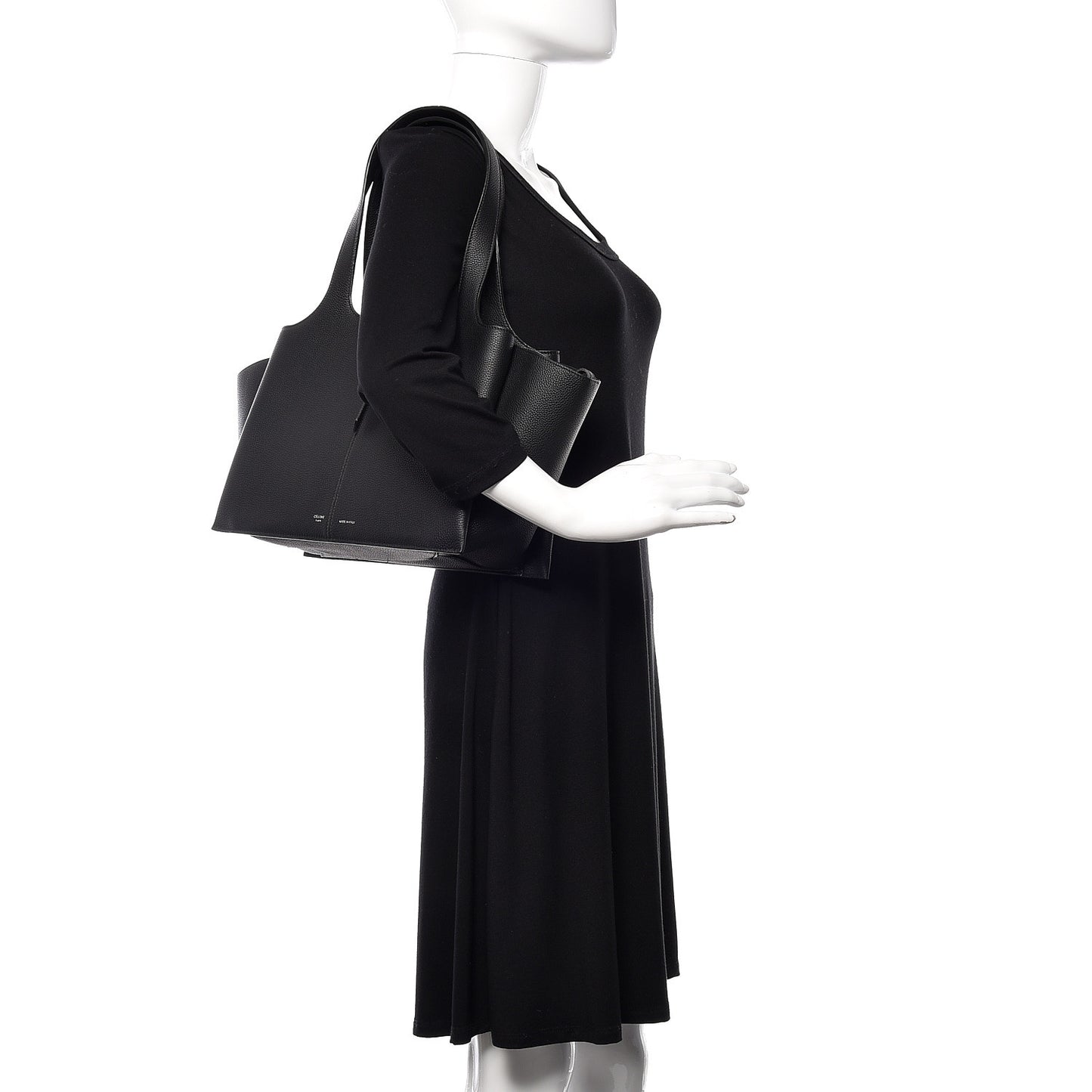 Baby Grained Calfskin Small Tri-Fold Bag Black
