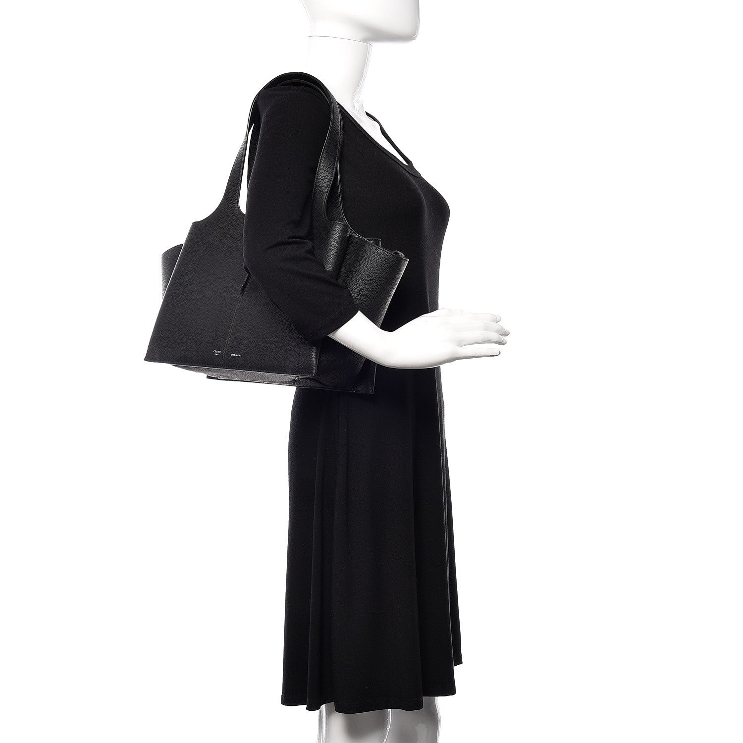 Celine Baby Grained Calfskin Small Tri-Fold Bag Black 2 of 9