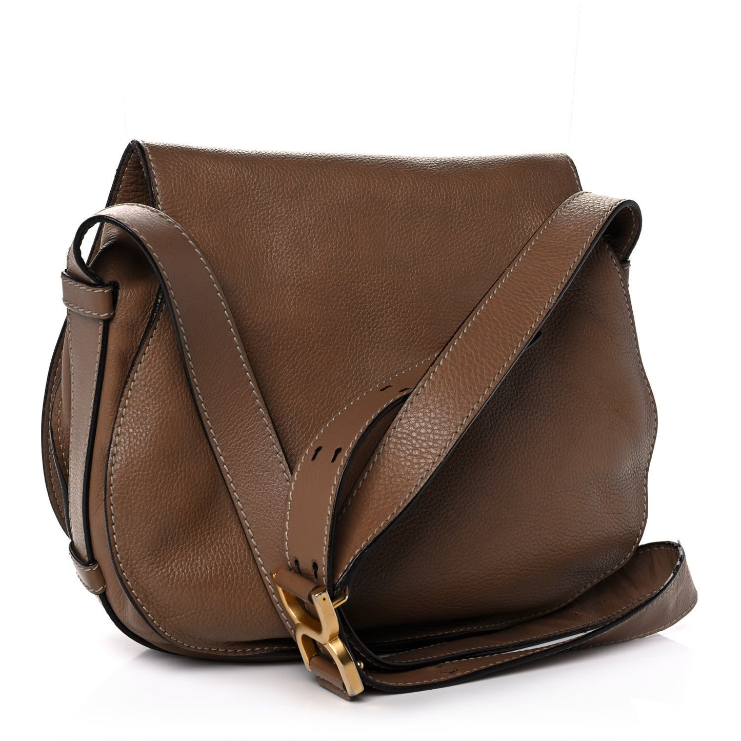 Calfskin Medium Marcie Round Crossbody Bag Nut