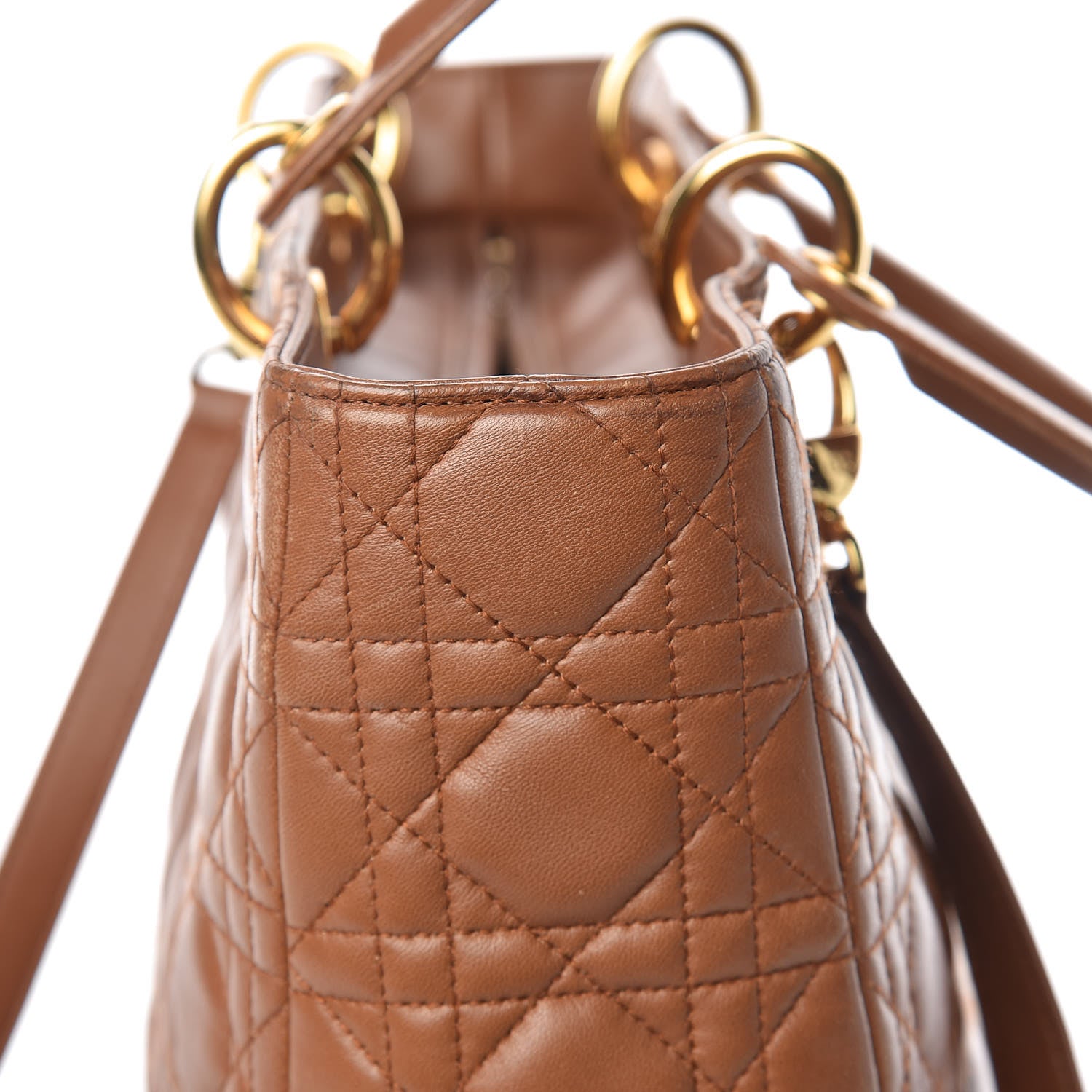Christian Dior Lambskin Cannage Large Lady Dior Tan 17 of 33
