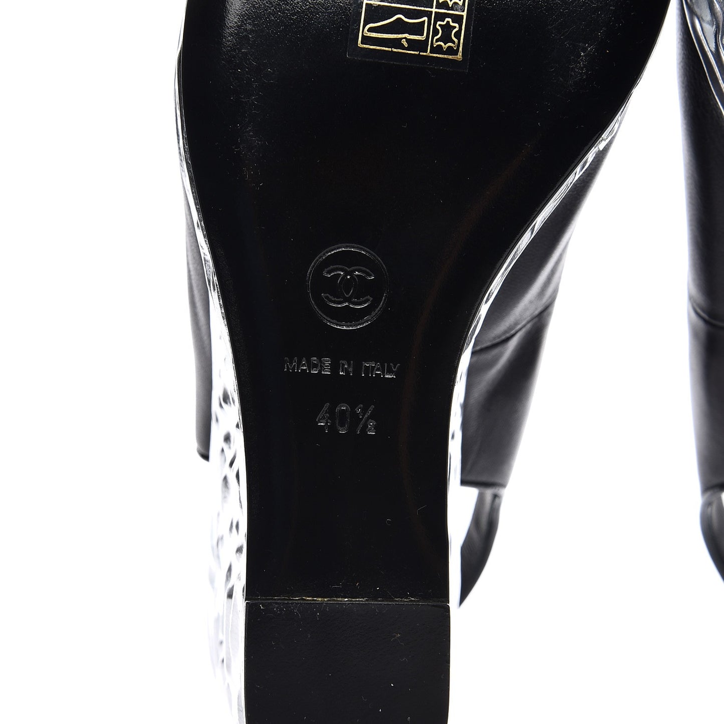 Lambskin Metallic Wedge Open Toe Pumps 40.5 Black