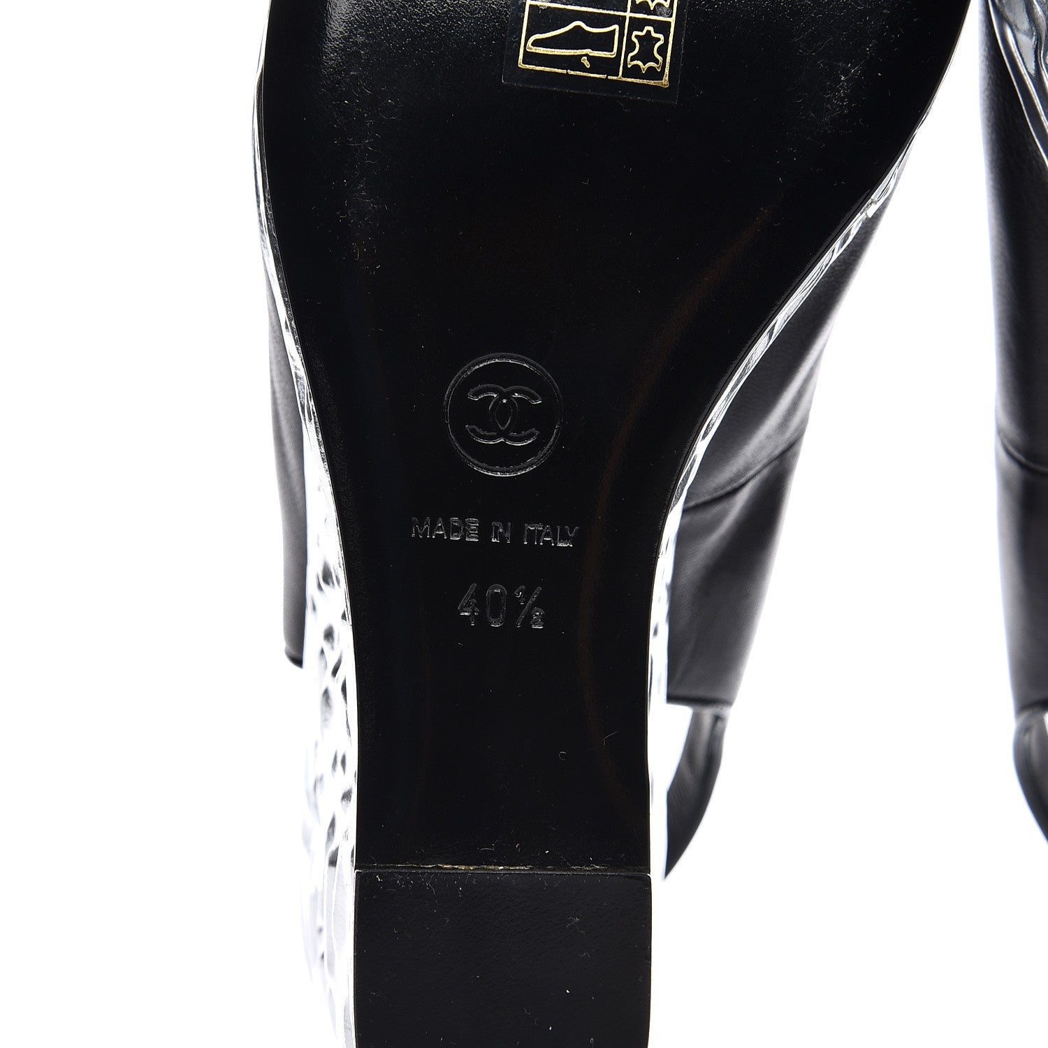 Chanel Lambskin Metallic Wedge Open Toe Pumps 40.5 Black 6 of 11