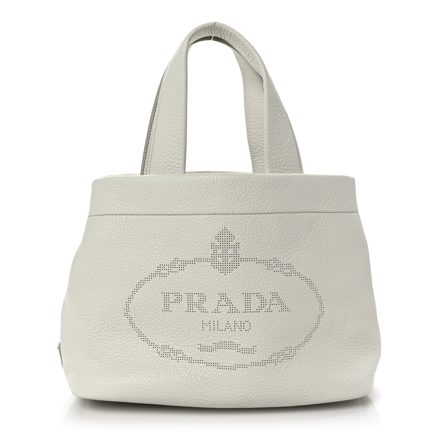 Vitello Daino Soft Perforated Logo Tote White