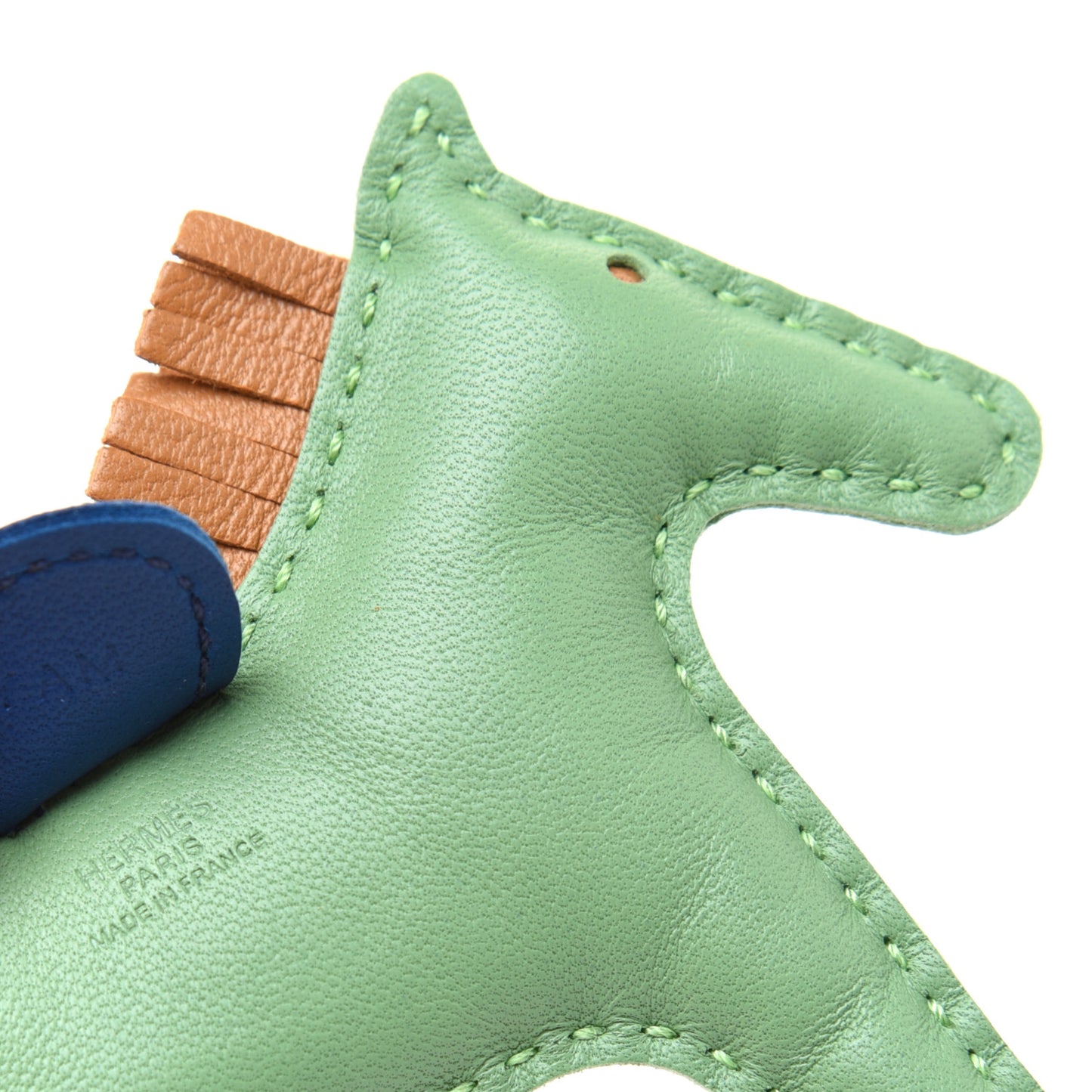 Milo Lambskin Grigri Rodeo Horse Bag Charm PM Vert Criquet Sesame Bleu de Malte