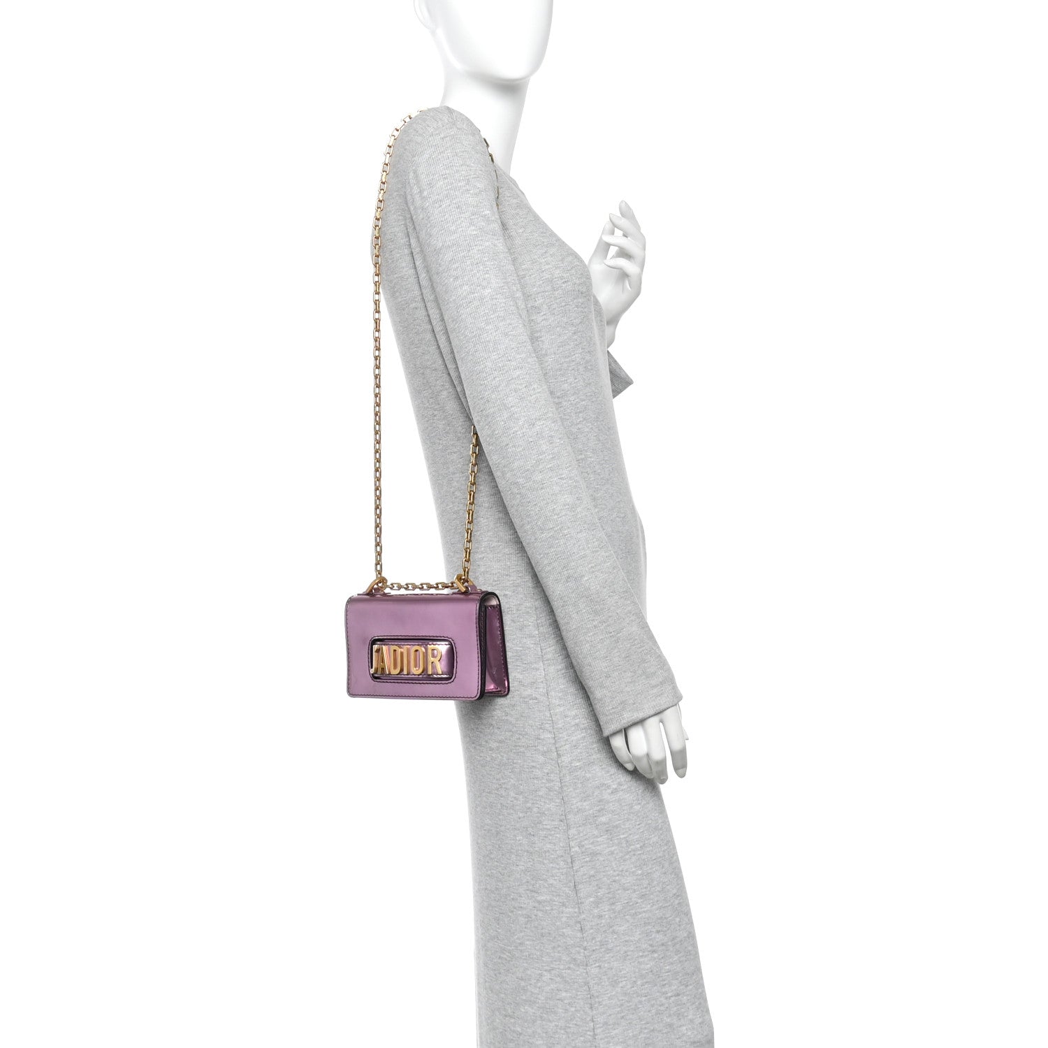 Christian Dior Metallic Calfskin J'Adior Mini Chain Flap Bag Pink 2 of 13