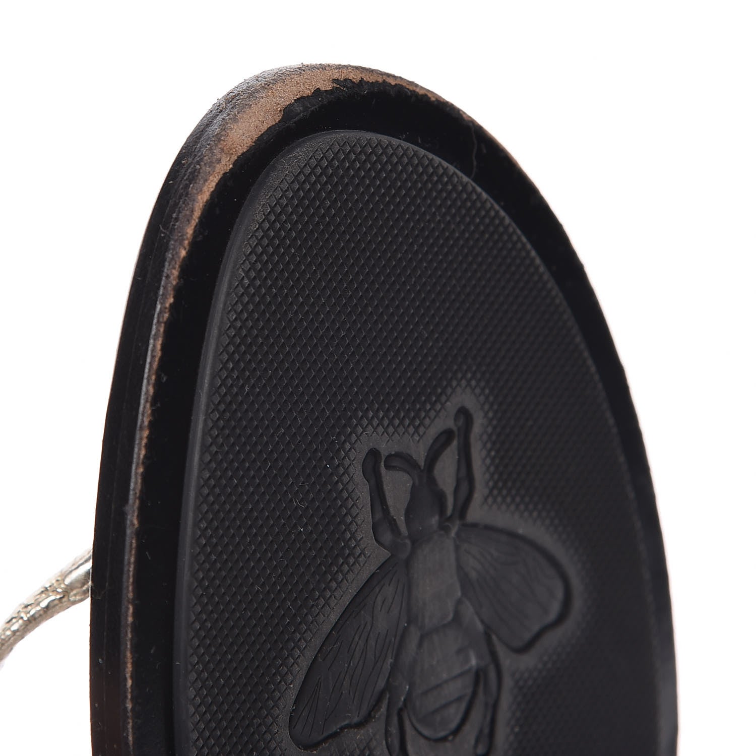Gucci Nappa Silk Galassia GG Marmont Thong Flat Sandals 37 Platino 12 of 14