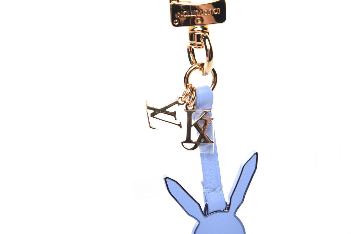 Calfskin Jeff Koons Masters LV Rabbit Bag Charm Key Ring Blue