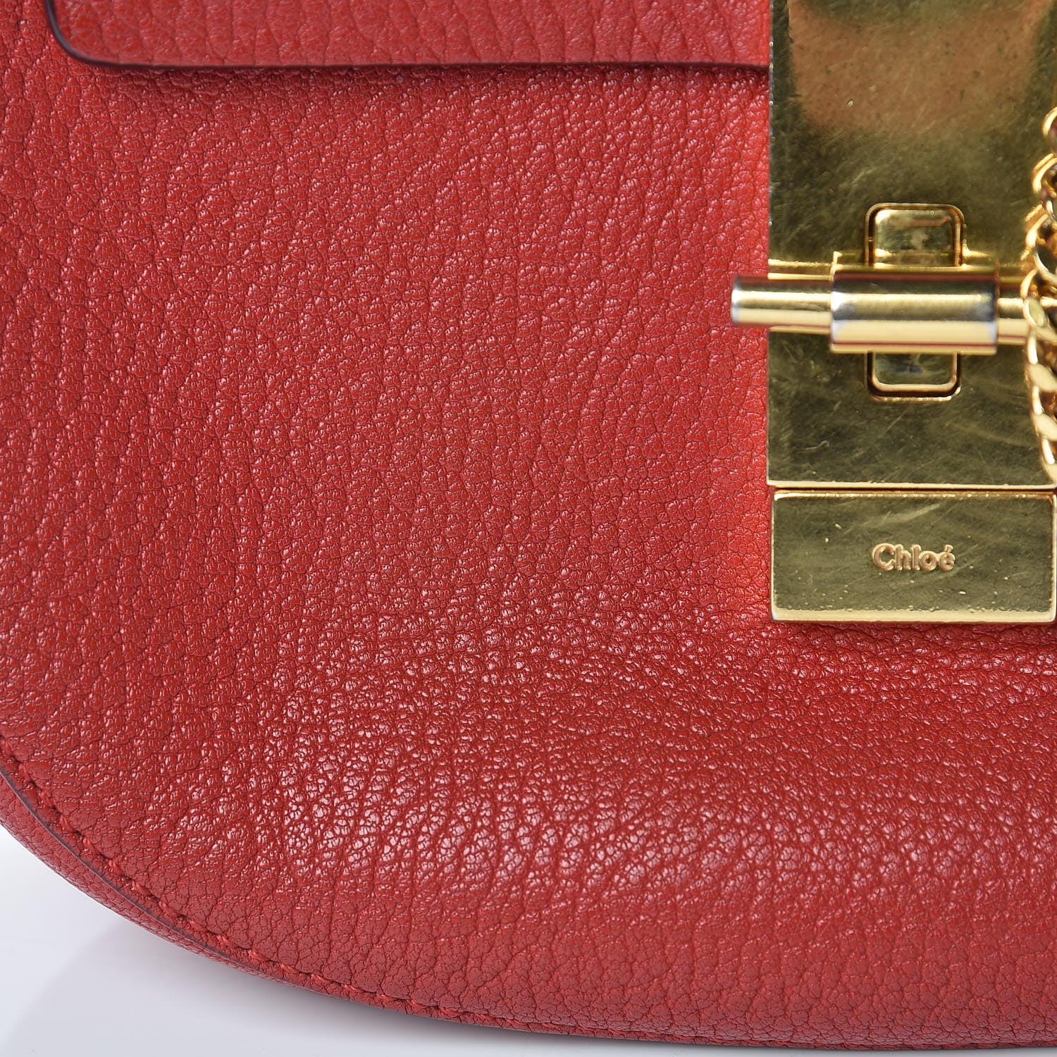 Chloe Grained Lambskin Mini Drew Shoulder Bag Plaid Red 15 of 19