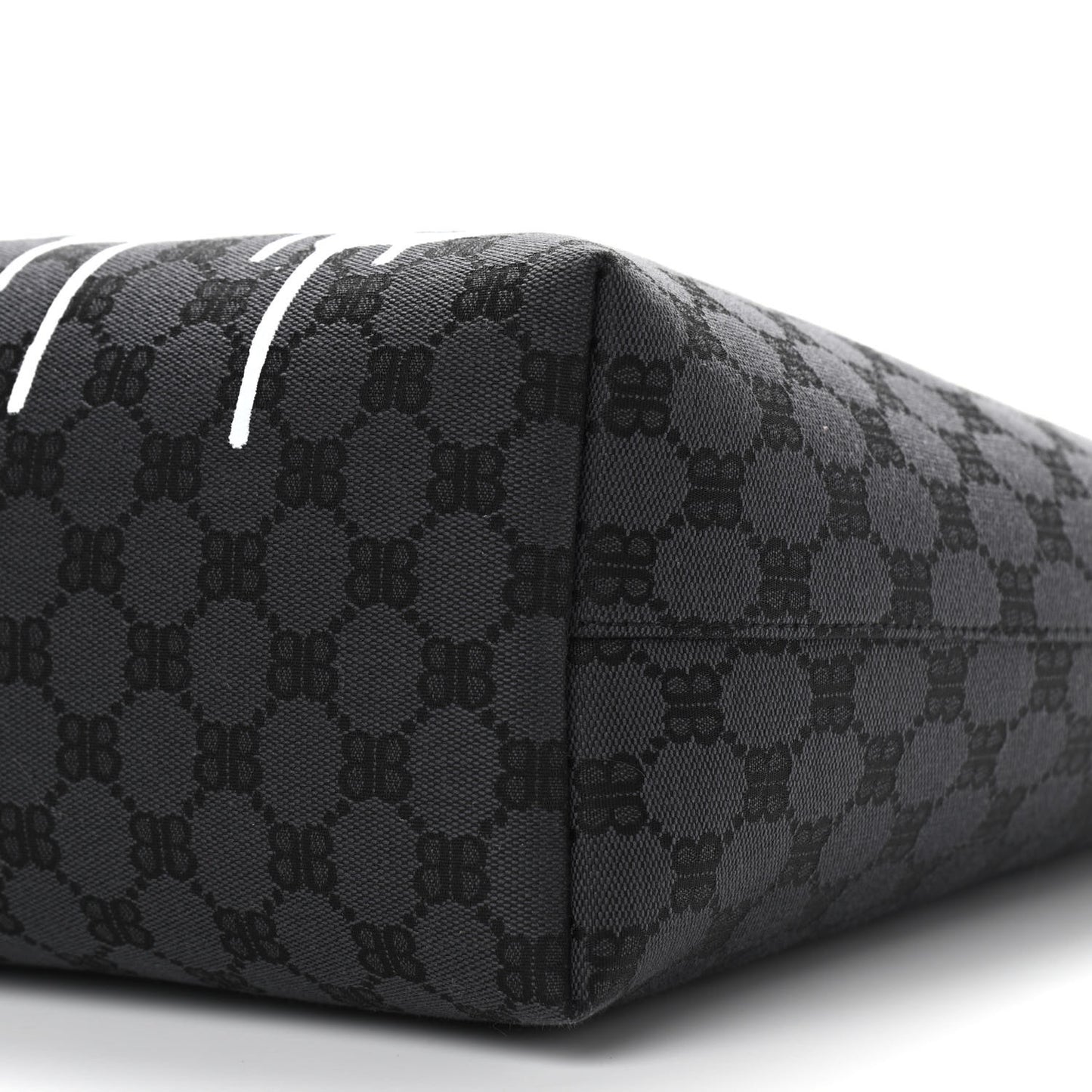 X BALENCIAGA BB Monogram Web Graffiti Medium Ophidia Shopping Tote Black