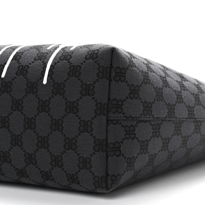 Gucci X BALENCIAGA BB Monogram Web Graffiti Medium Ophidia Shopping Tote Black 10 of 11