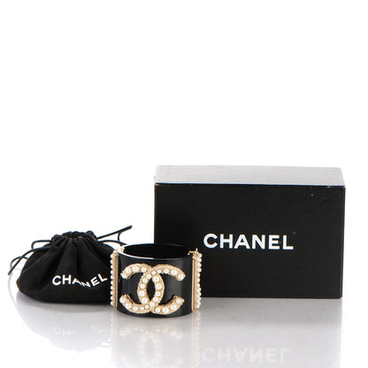 Chanel Resin Pearl CC Cuff Black 6 of 6