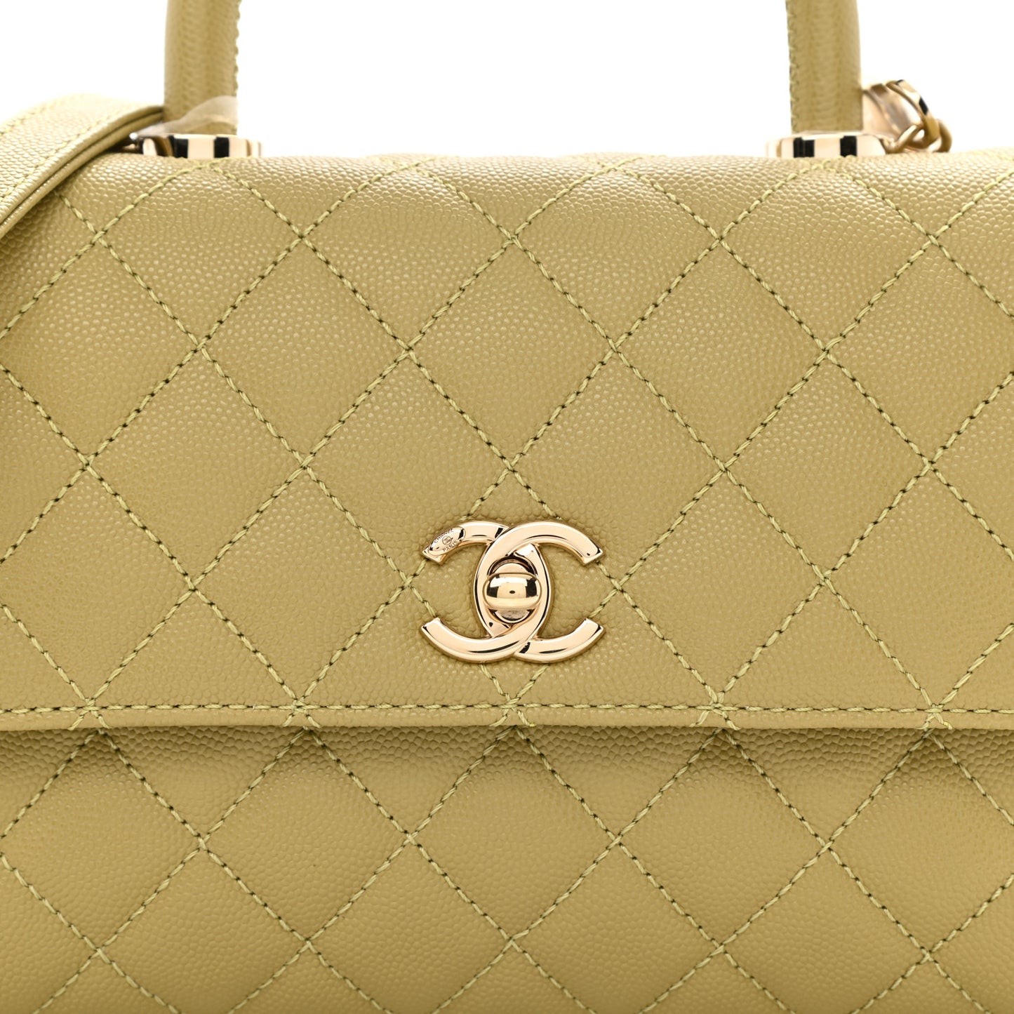 Caviar Quilted Mini Coco Handle Flap Light Green