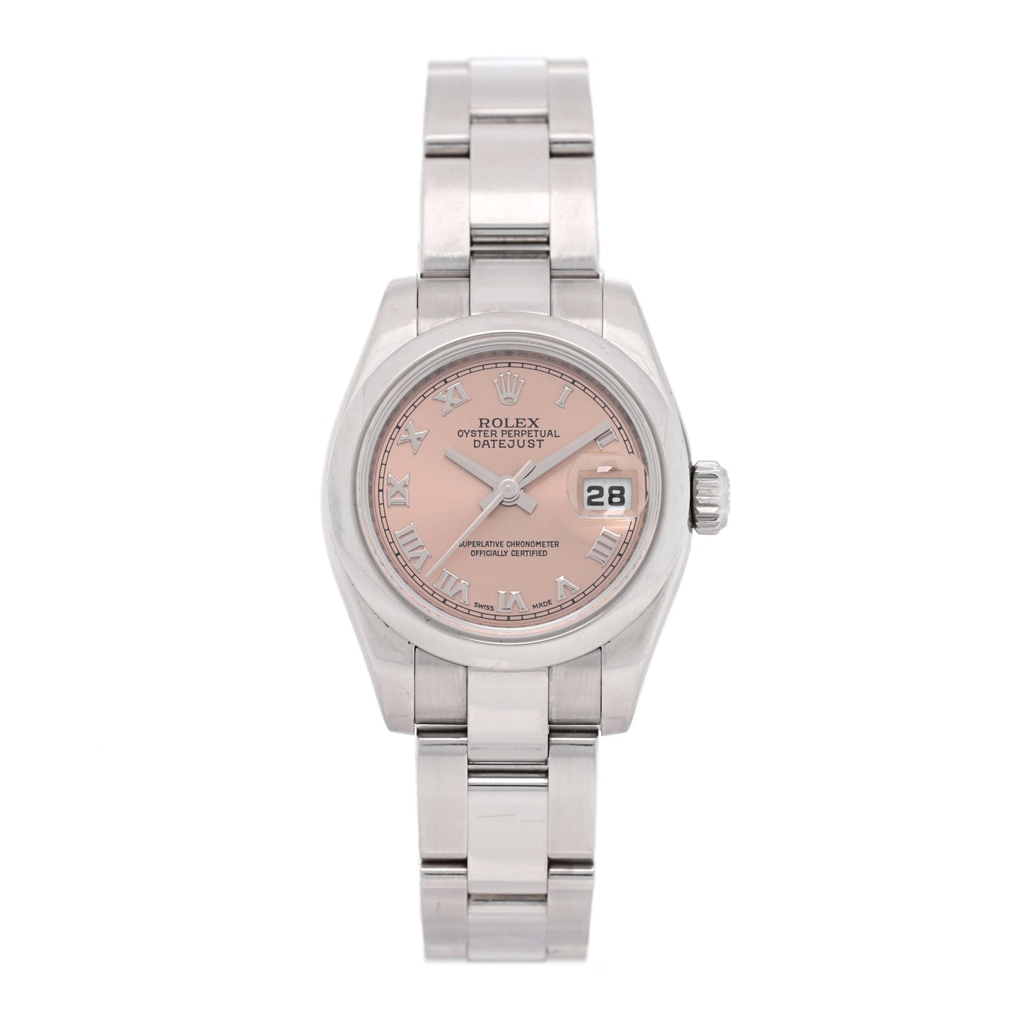 Stainless Steel 26mm Oyster Perpetual Datejust Watch Pink Roman 179160