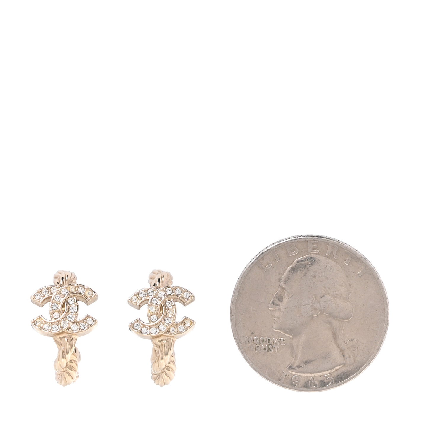 Crystal CC Hoop Earrings Gold