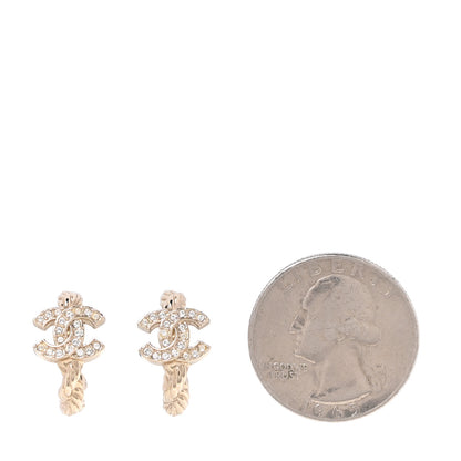 Chanel Crystal CC Hoop Earrings Gold 2 of 4