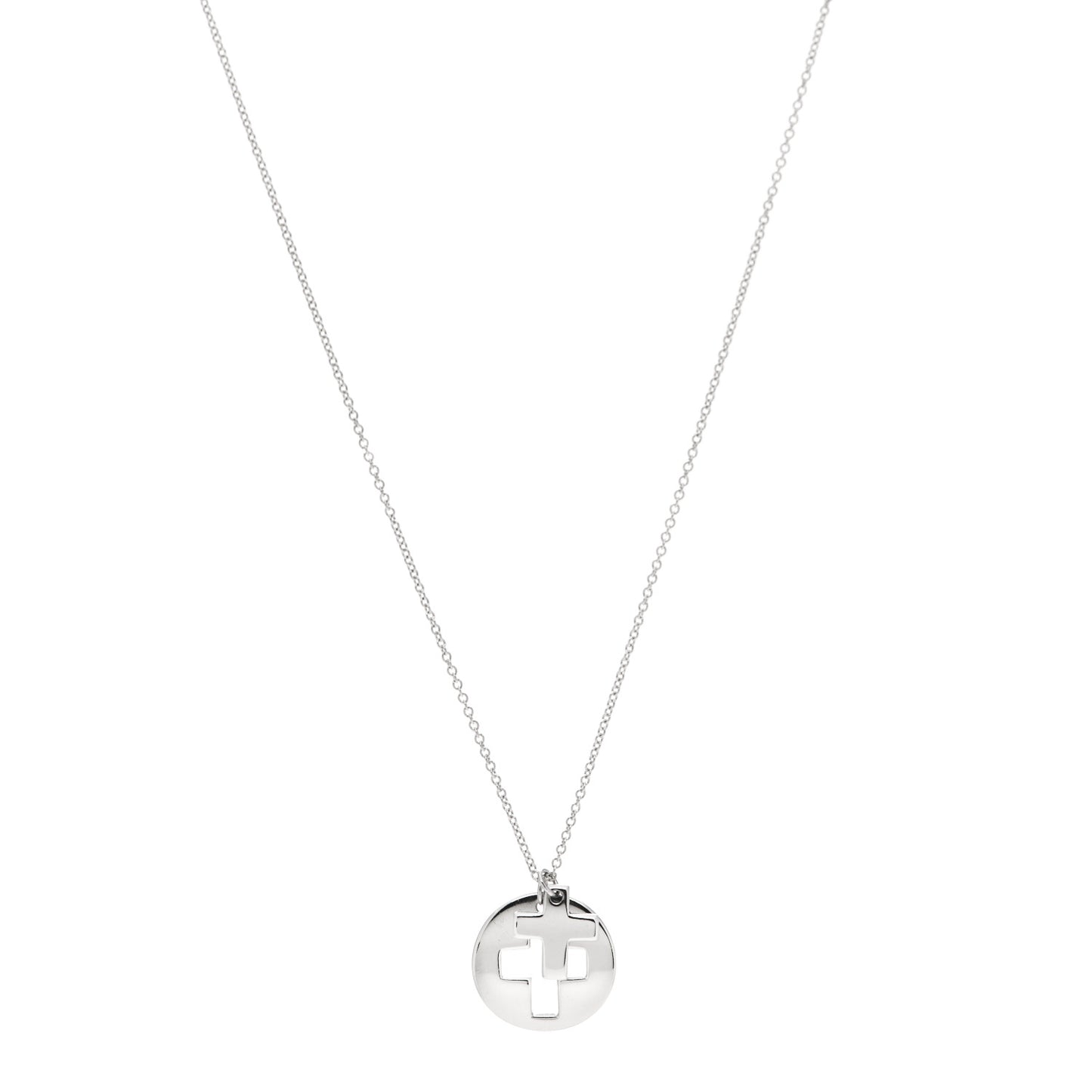 Sterling Silver Cross Cutout Pendant Necklace