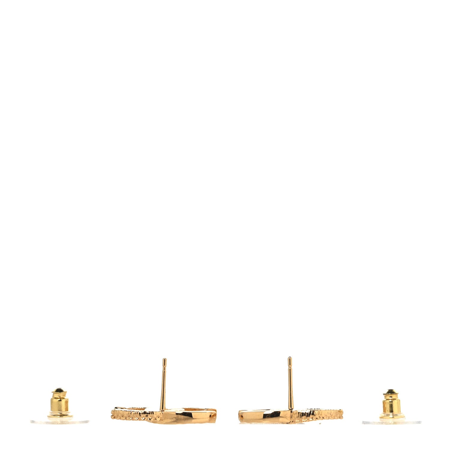 Chanel Enamel CC Textured Earrings Black Gold 3 of 5