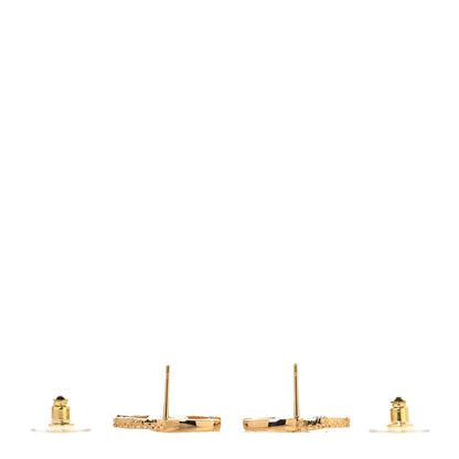 Chanel Enamel CC Textured Earrings Black Gold 3 of 5