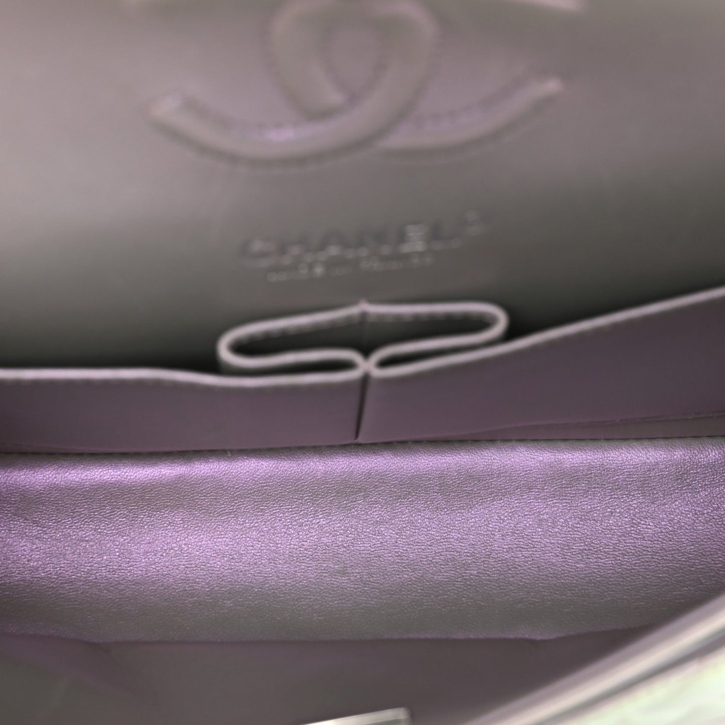 Iridescent Calfskin Quilted Small Double Flap Light Purple