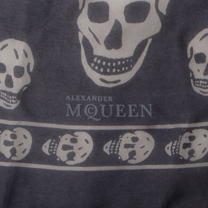 Alexander McQueen Silk Chiffon Skull Scarf Black Ivory 3 of 6