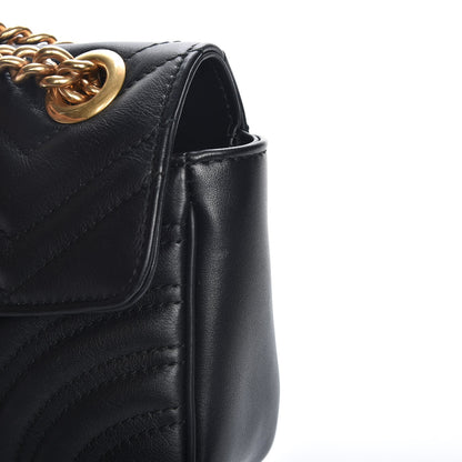 Gucci Calfskin Matelasse Mini GG Marmont Shoulder Bag Black 8 of 8
