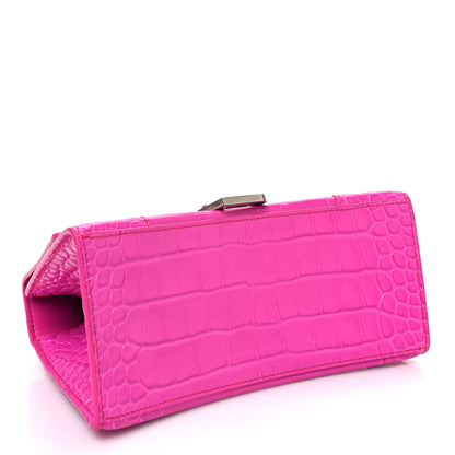 Balenciaga Shiny Calfskin Crocodile Embossed Small Hourglass Top Handle Bag Fuchsia 4 of 12