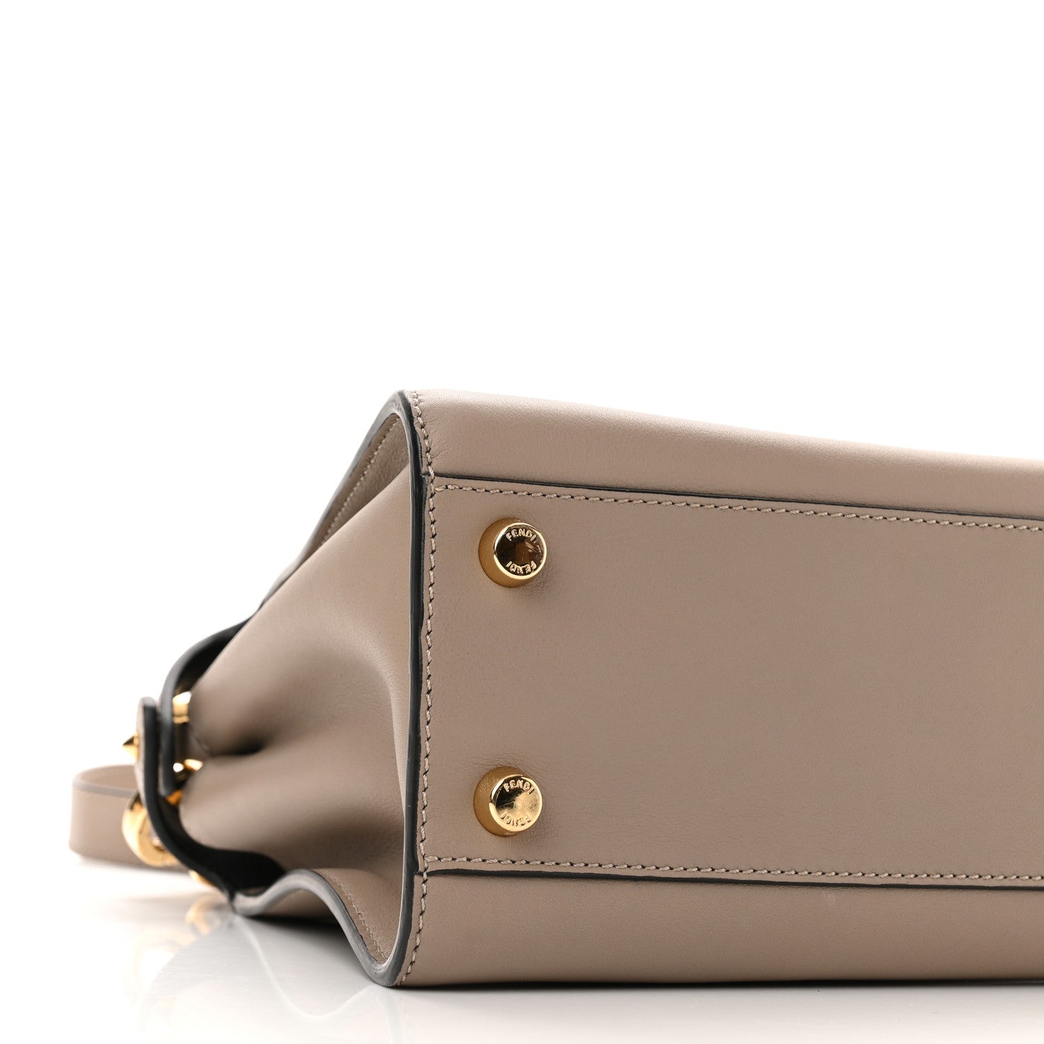 Fendi Vitello Tahiti Burro Medium Peekaboo Iconic Essentially Satchel Tortora Black 8 of 11