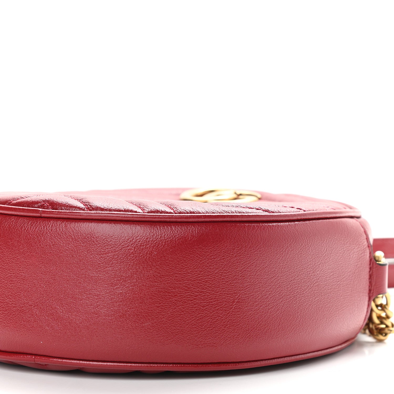 Gucci Glazed Calfskin Matelasse Heart Mini GG Marmont Round Shoulder Bag Romantic Cerise 9 of 11