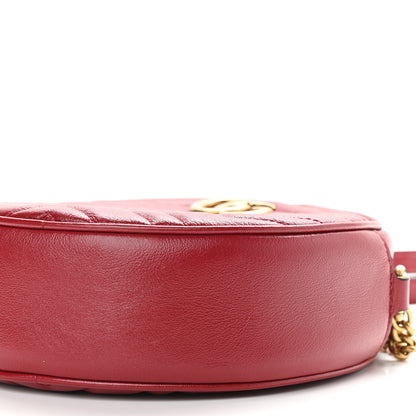 Gucci Glazed Calfskin Matelasse Heart Mini GG Marmont Round Shoulder Bag Romantic Cerise 9 of 11