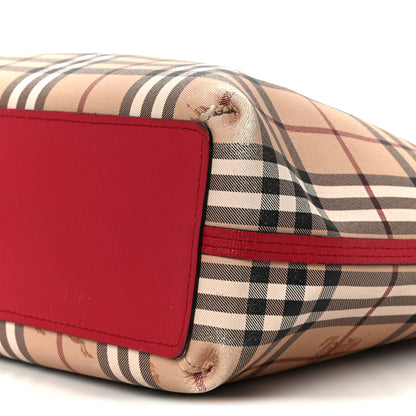 Burberry Grainy Calfskin Haymarket Check Medium Reversible Tote Red 16 of 23