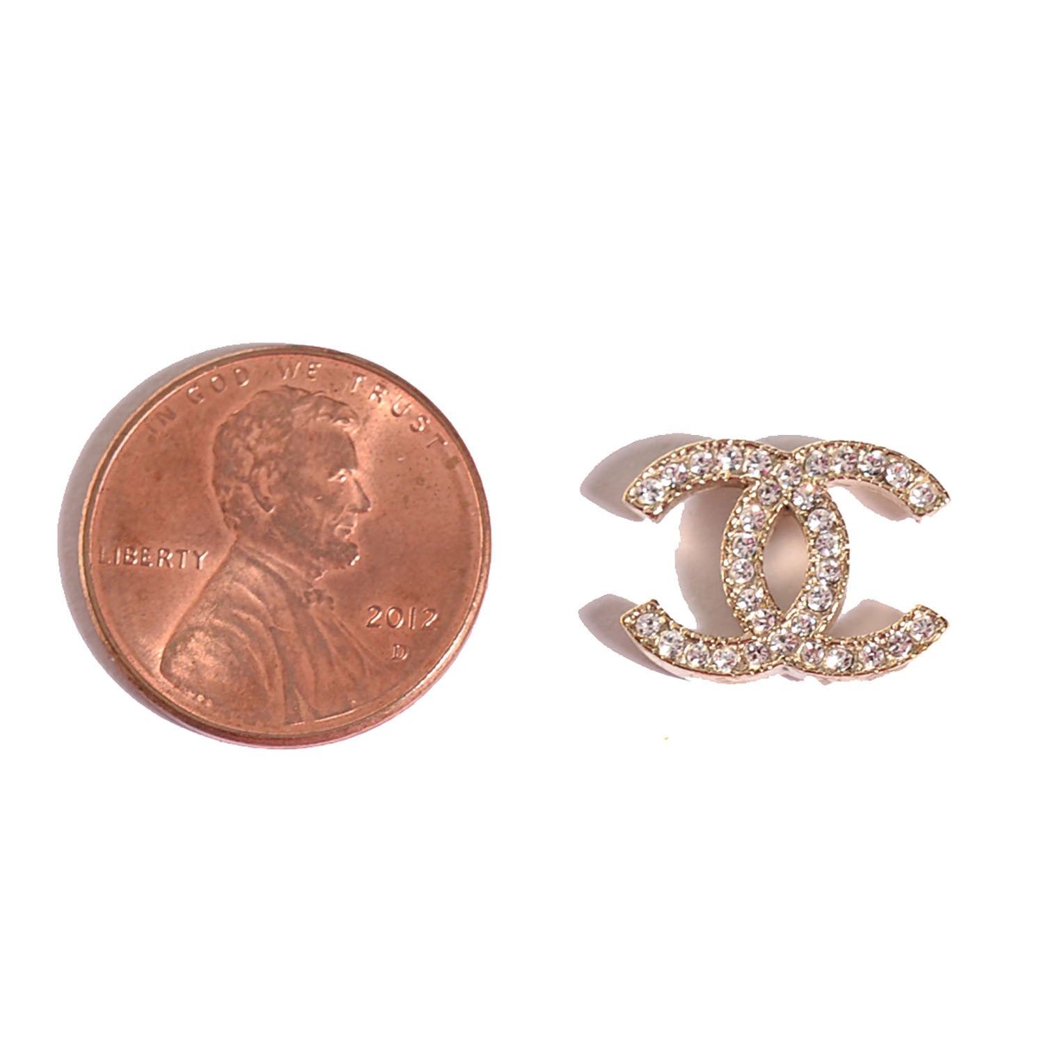 Chanel Crystal CC Earrings Gold 2 of 6