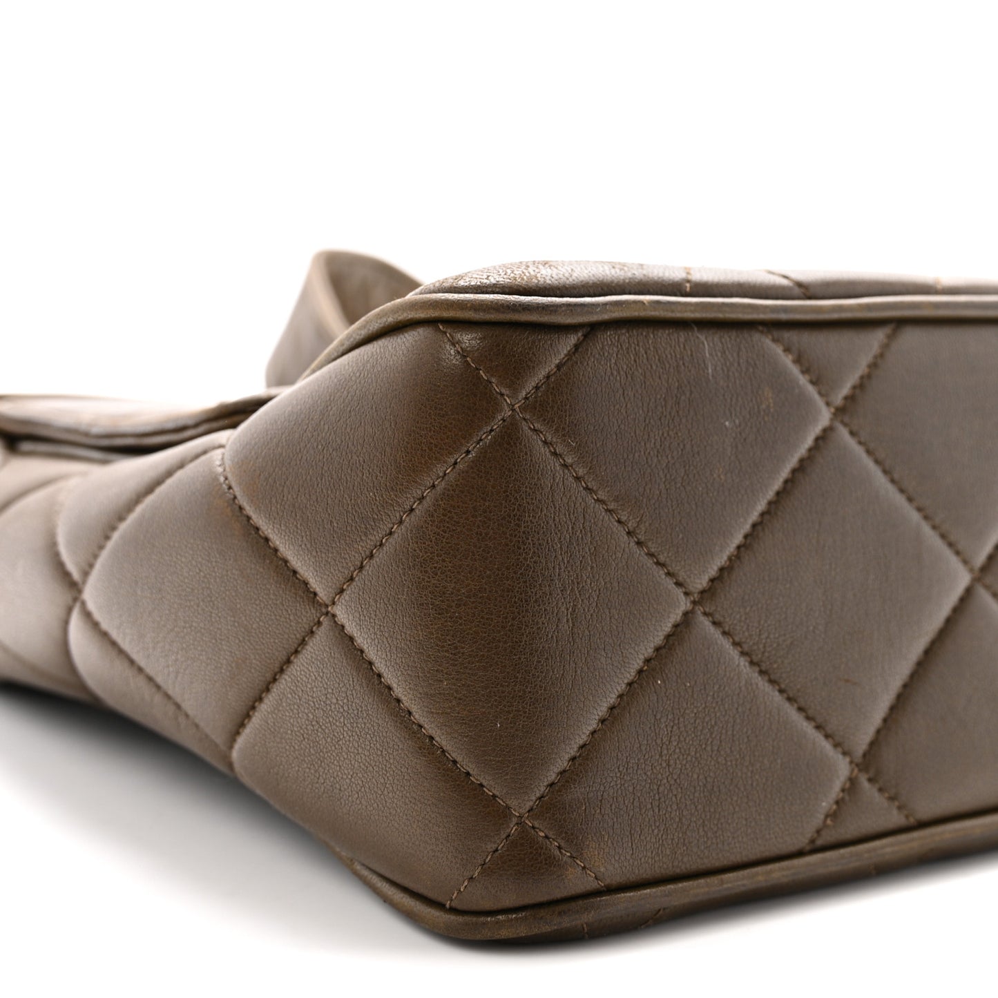 Lambskin Quilted CC Single Flap Shoulder Bag Brown