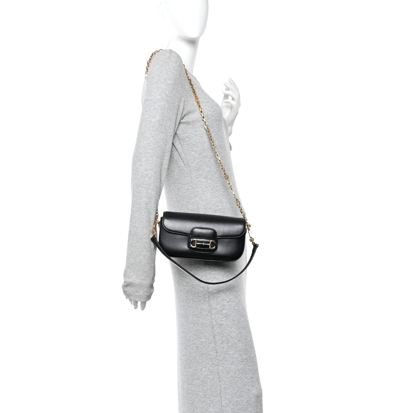 Azalea Calfskin Small Horsebit 1955 Chain Shoulder Bag Black