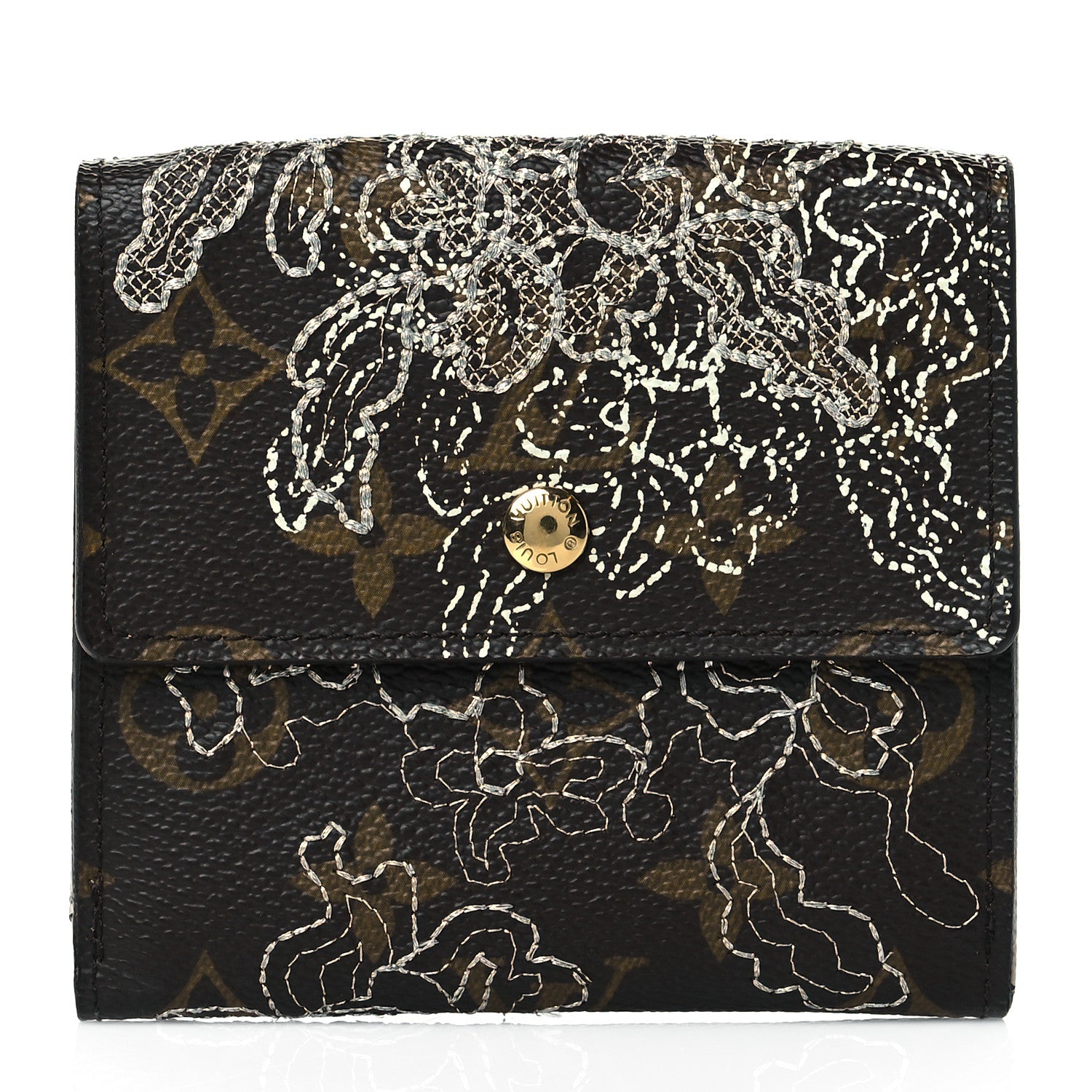 Louis Vuitton Monogram Dentelle Elise Wallet Silver 1 of 8