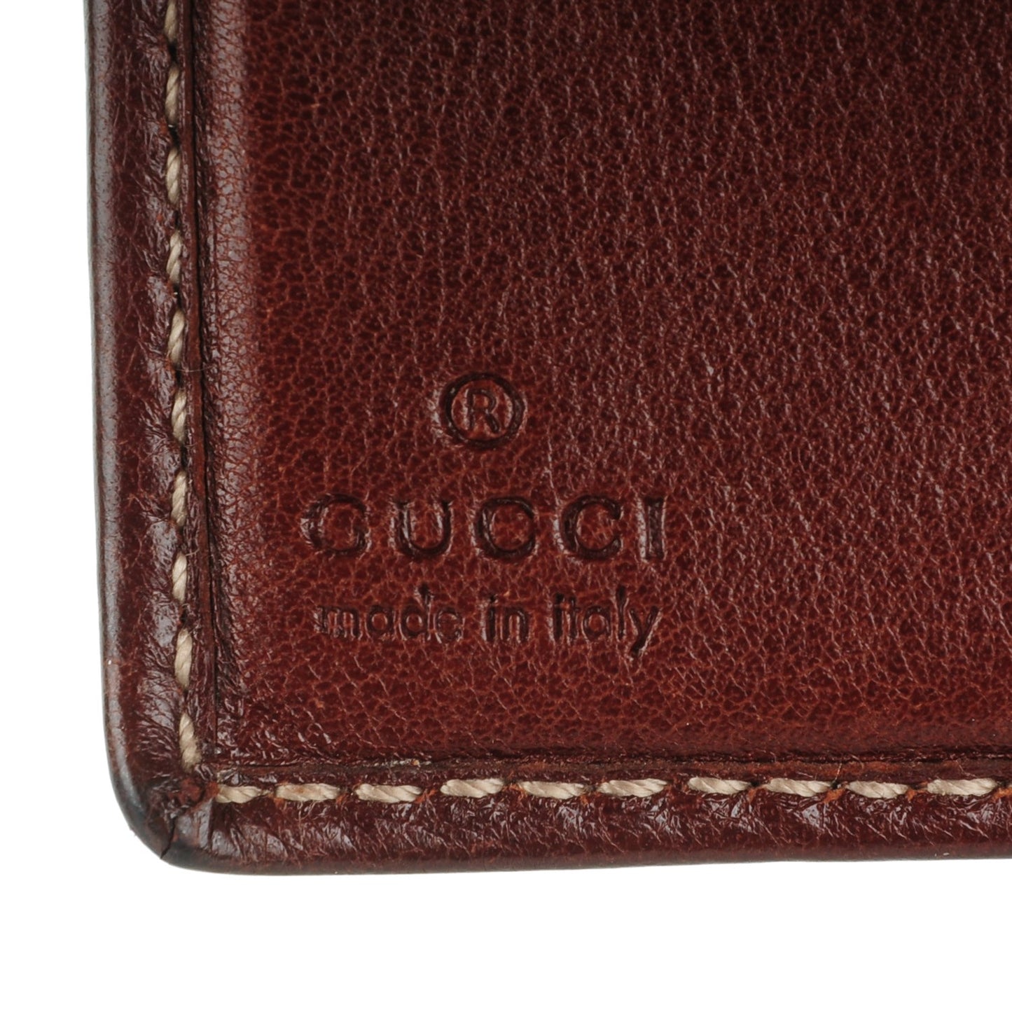 Calfskin Bamboo D Ring Compact Wallet Brown
