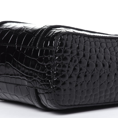 Balenciaga Shiny Calfskin Logo Crocodile Embossed XXS Everyday Tote Black 9 of 10