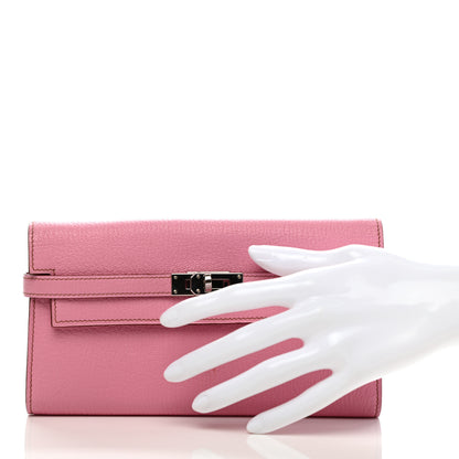 Hermes Chevre Mysore Kelly Longue Wallet 5P Pink 2 of 9