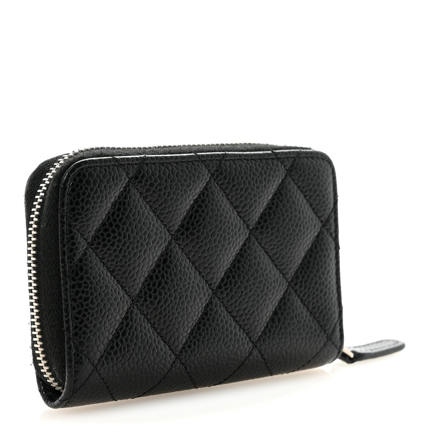Caviar Quilted Zip Coin Purse Black