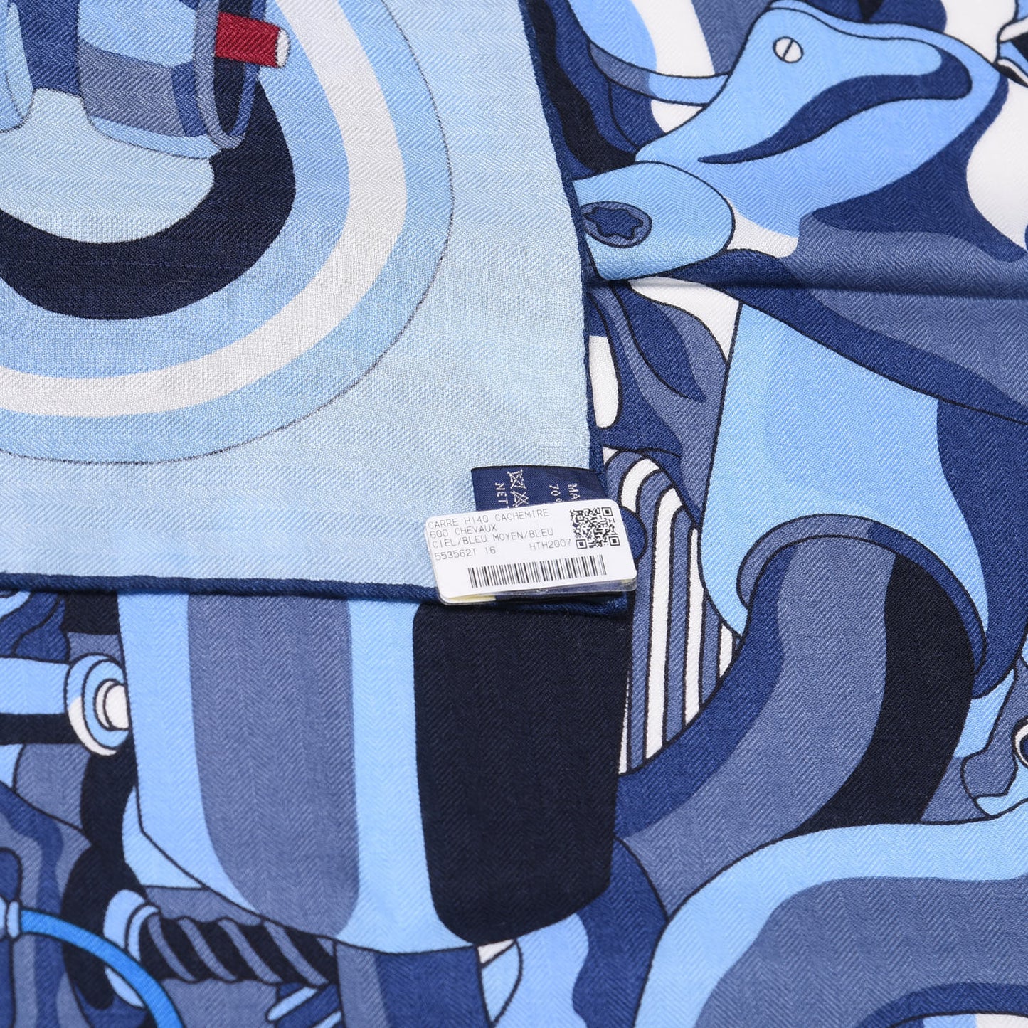 Cashmere Silk 600 Chevaux Shawl 140 Ciel Bleu Moyen