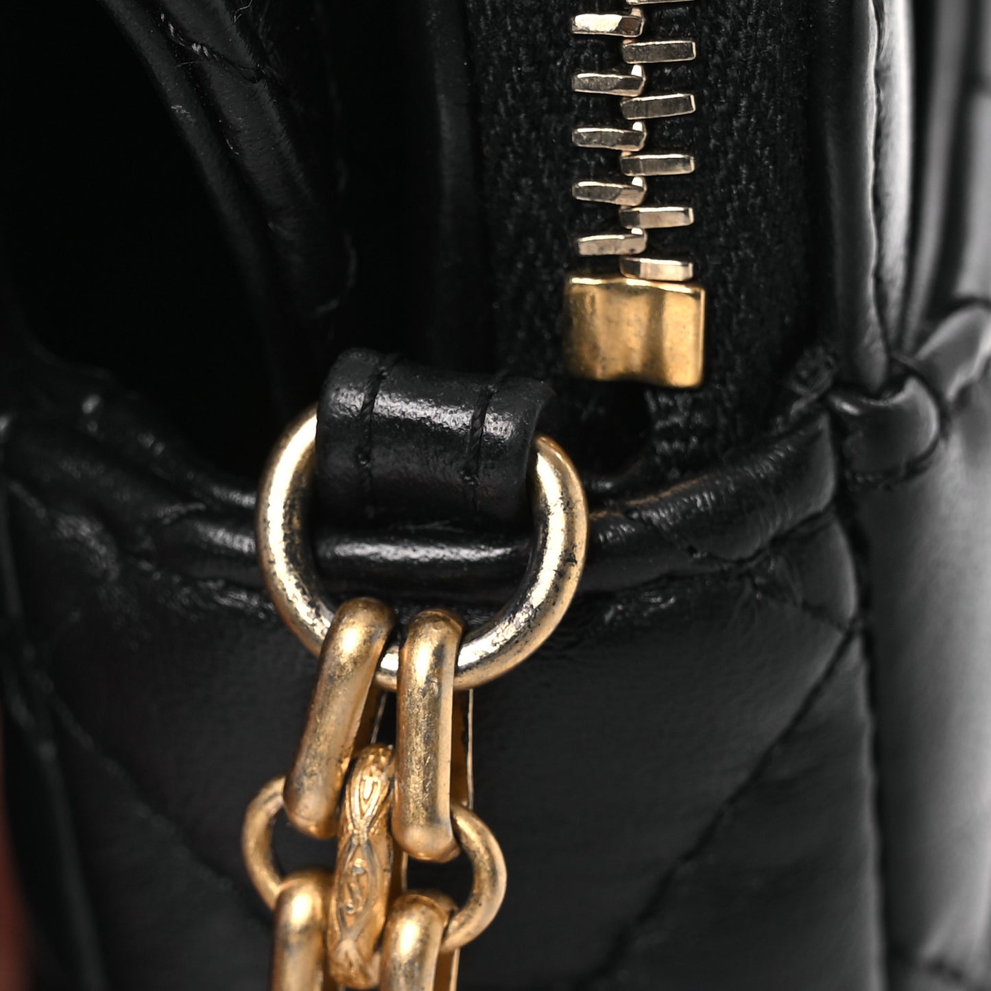 Aged Calfskin Quilted Reissue 2.55 Phone Holder With Chain Black