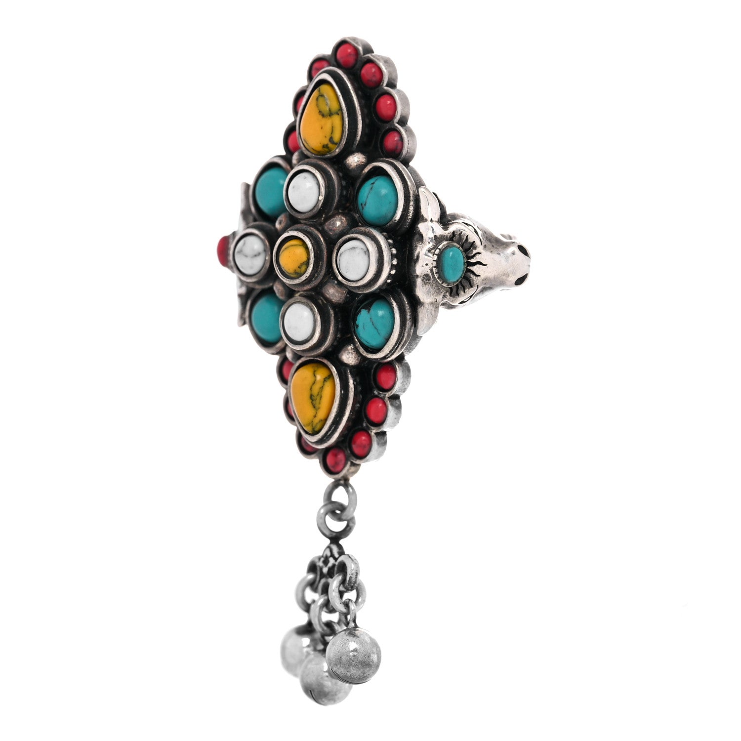 Gucci Sterling Silver Howlite Anger Forest Ring 50 5.25 3 of 6