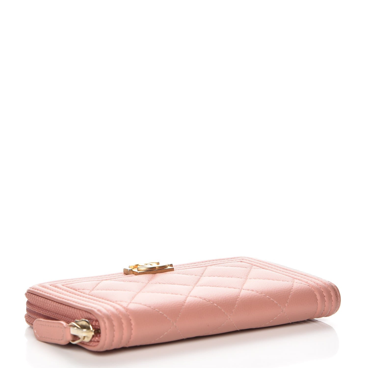 Chanel Caviar Quilted Boy Small Zip Around Wallet Pink 4 of 9