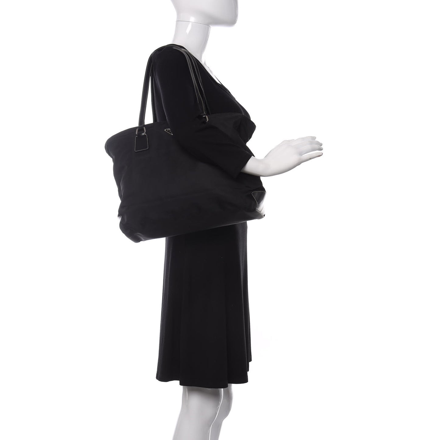 Tessuto Nylon Calfskin Tote Black